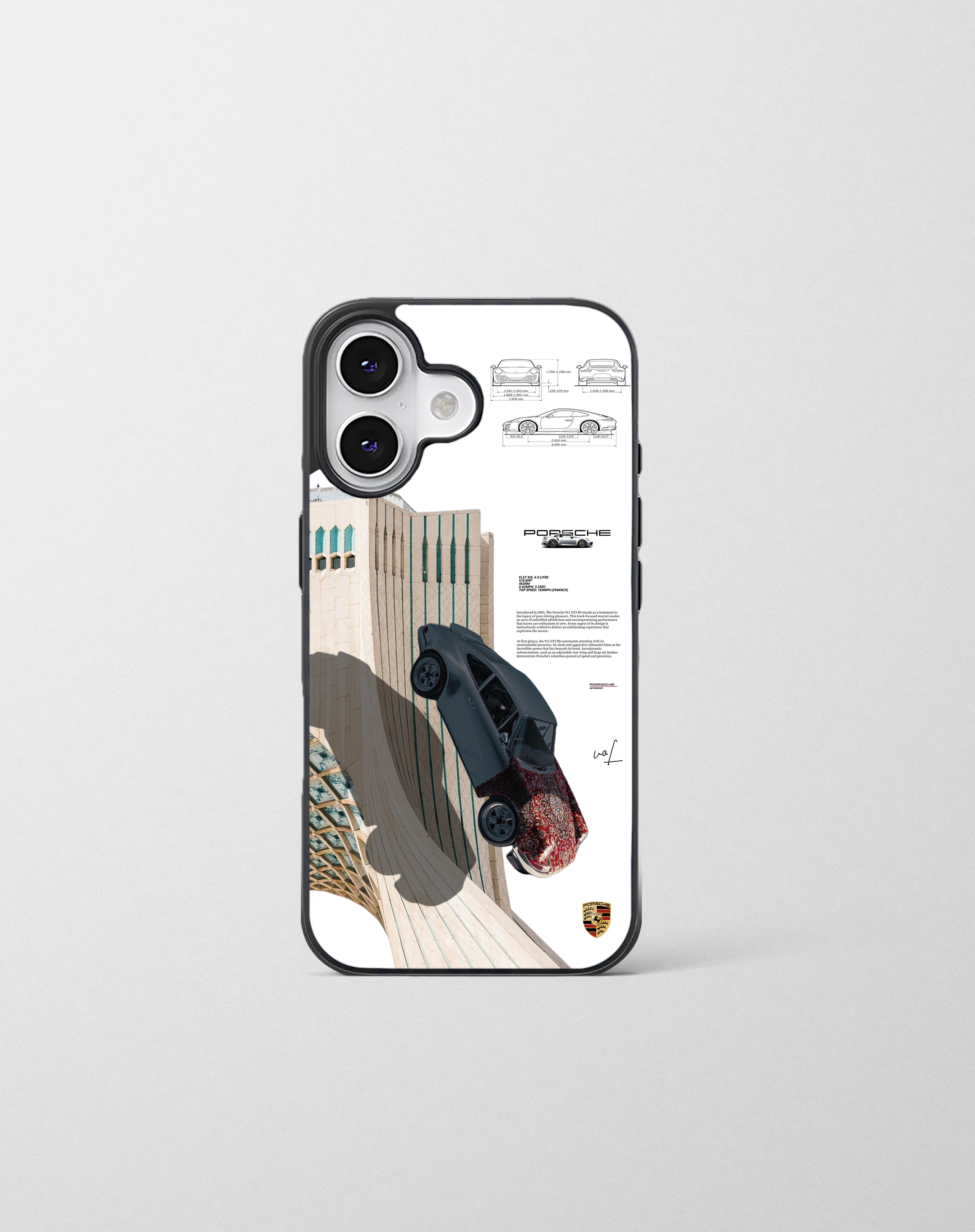 قاب موبایل مدل‌‌ Porsche with iranian carpet (white)