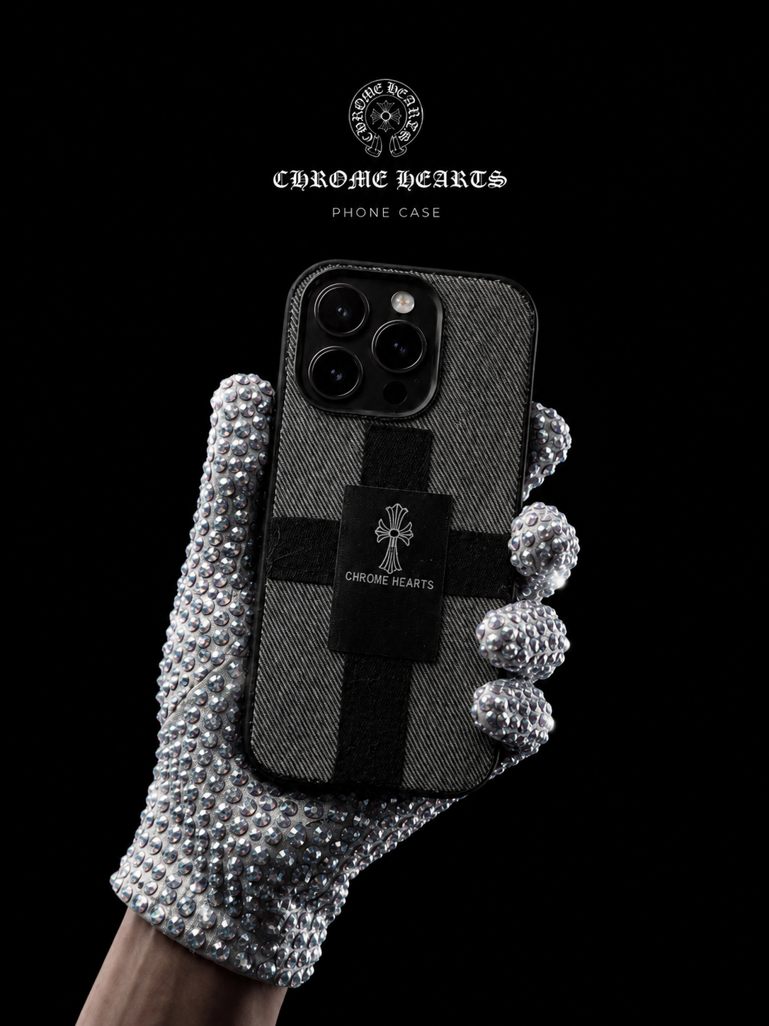 قاب جین مدل CHROME HEARTS طوسی