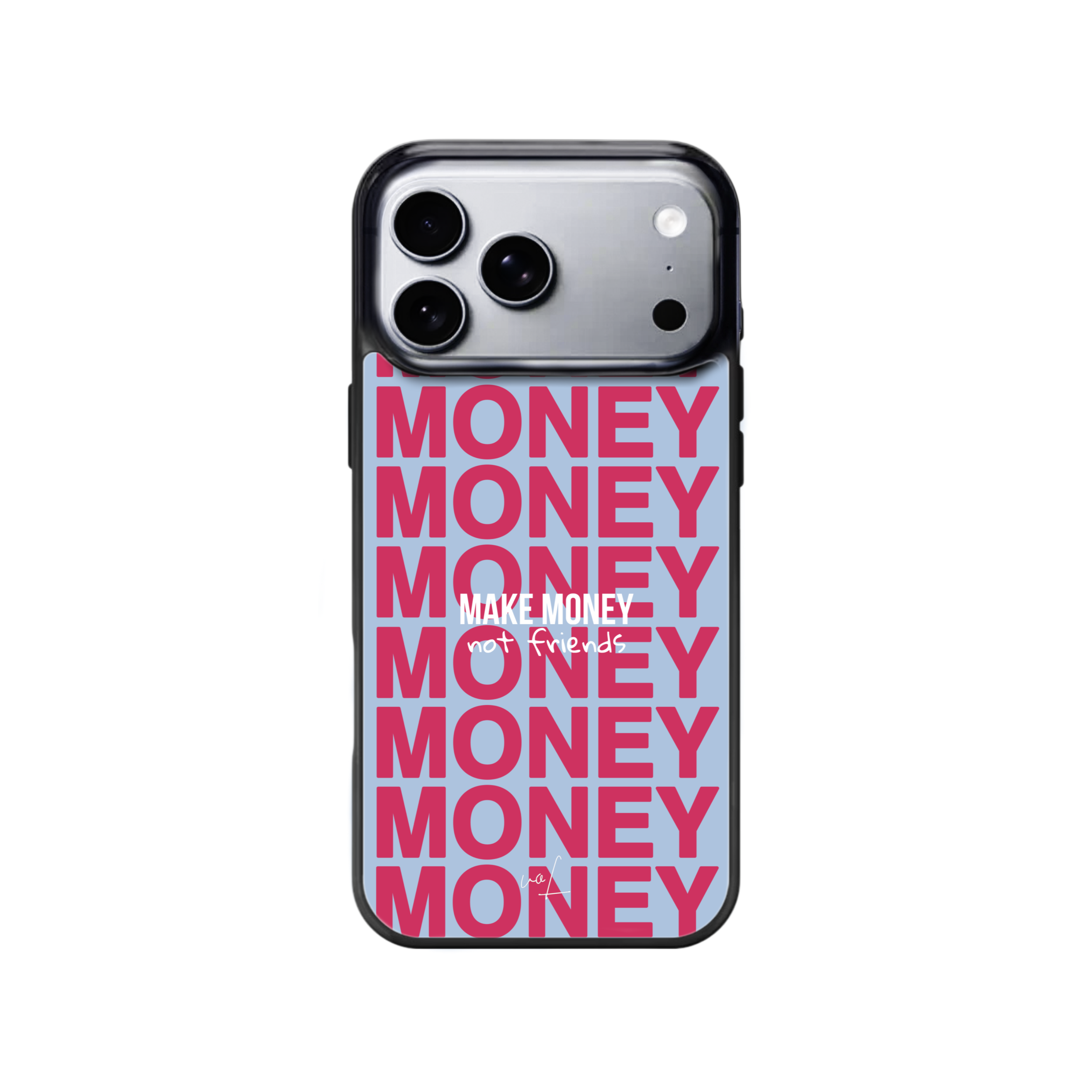قاب موبایل مدل    « Money » آبی - صورتی
