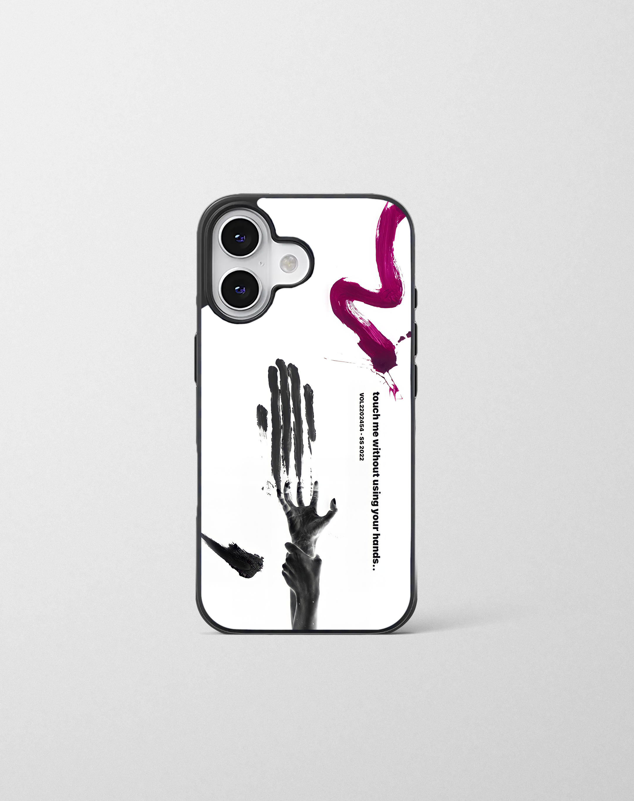 قاب موبایل مدل    « touch me without using your hands» سفید